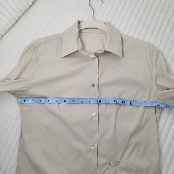 Italian-Made Button-Down Blouse Cream M Classic Capsule Jeckerson Quiet Luxury - Picture 4 of 10
